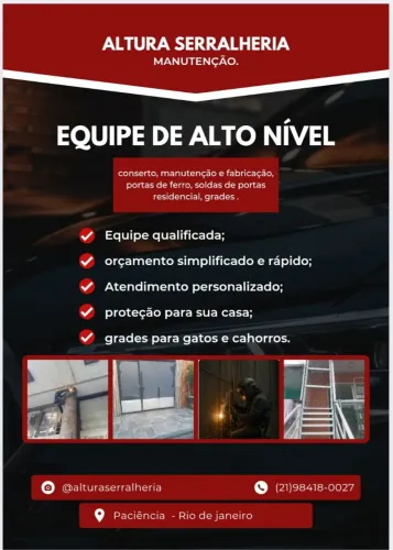 Serralheiro de ferro e alumínio, consertos e fabricação