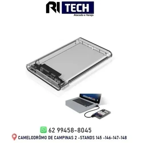 Case para HD transparente Usb 3.0 Transmissão 6gbps, Sata 2.5" HD SSD