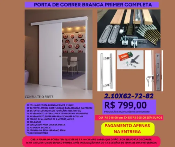 porta rage De correr branco 210x82
