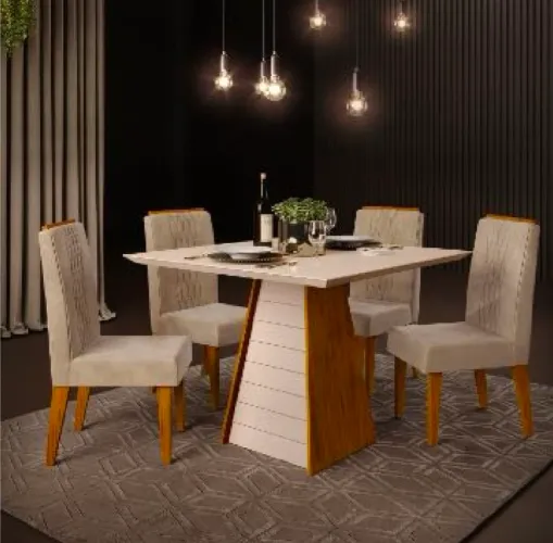 Conjunto mesa de jantar com 4 cadeiras - NOVO!