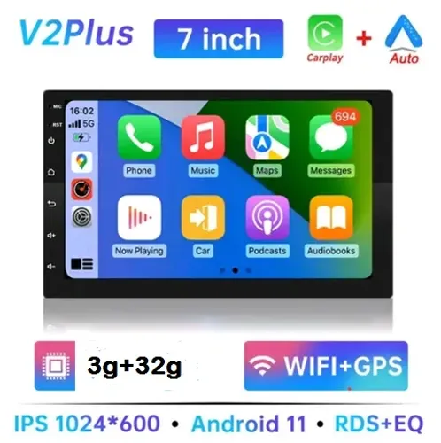 Tela Som Mp5 Multimídia Android Carplay 7'' Polegadas 2G +32G
