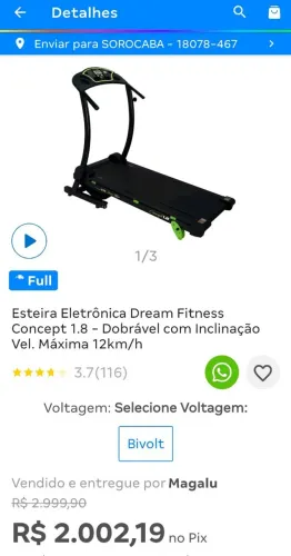 Esteira Eletrônica Dream Fitness Concept 1.8 Dobrável