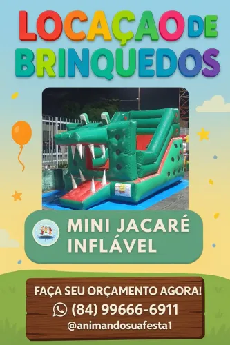LOCAÇÃO DE MINE JACARÉ INFLÁVEL COM TOBOGÃ 
