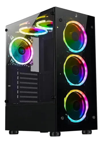 Gabinete Gamer Atx Rise Mode Glass 06x Black C/ 6 Fans Argb