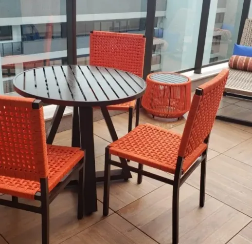 Mesa para varanda de corda náutica