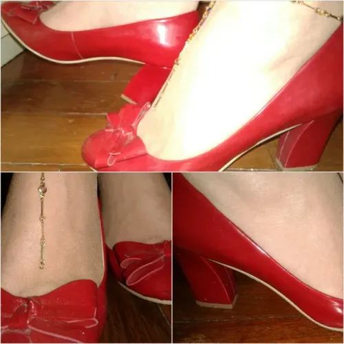 Chic sapato verniz vermelho