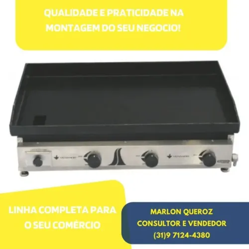 Chapa de Lanche 80CM Venâncio 3 Queimadores