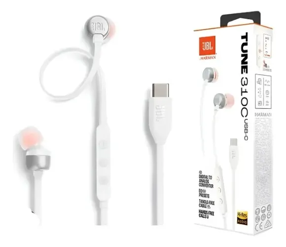 Fone De Ouvido Jbl Com Fio Tune 310c Usb C Jbl Branco