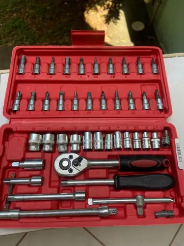 Kit de ferramentas 46 peças jogo de soquete chave catraca