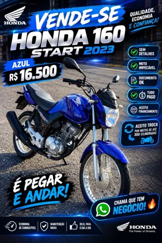 HONDA 160 START 2023 aceito trocas por motos até 300cc R$ 16.500  