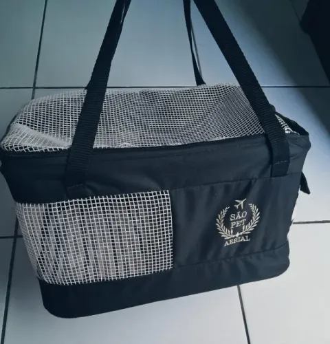 Bolsa Transporte Flexível GOL São Pet Para Viagem Aérea Cachorro Gato Cor Preta 43x32x24cm