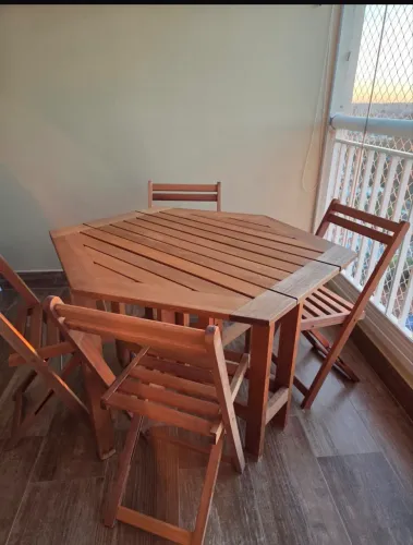 Conjunto de mesa e cadeira dobrável Metalnew madeira