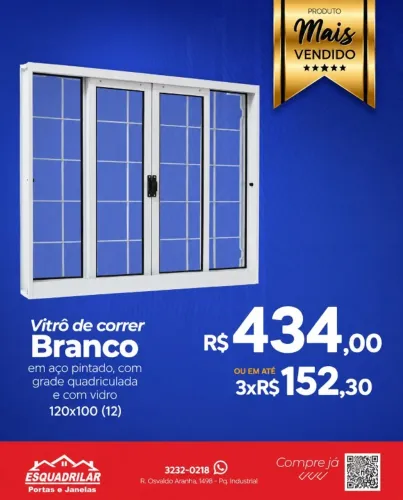 Vitrô de correr branco 120x100