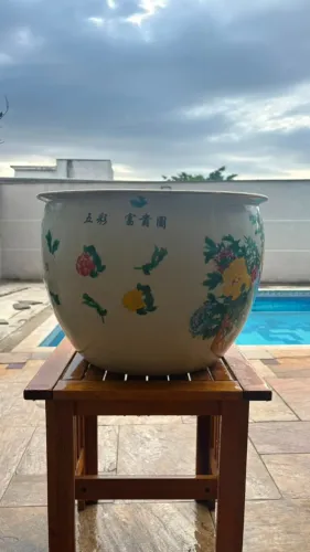 Vaso Chinês Porcelana Grande 56cm - Cachepô Jardinière para Planta - 65 Litros