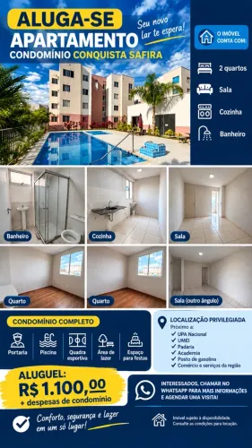 ALUGA-SE APARTAMENTO 2 QUARTOS - CONDOMÍNIO CONQUISTA SAFIRA