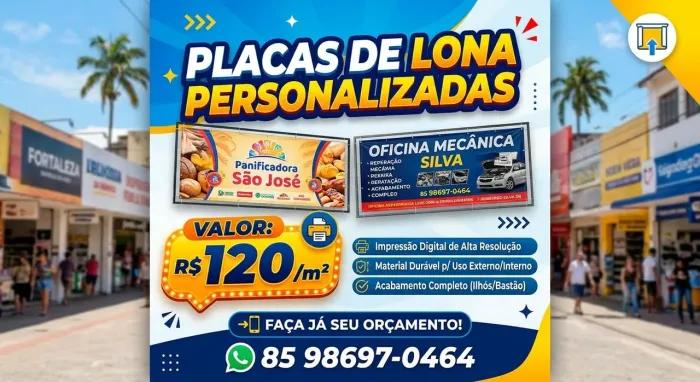 Placas em lona personalizada