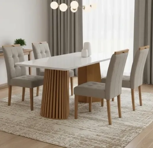 Mesa Belluno 120 com 4 Cadeiras Florença