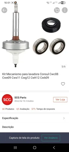 Mecanismo máquina de lavar consul