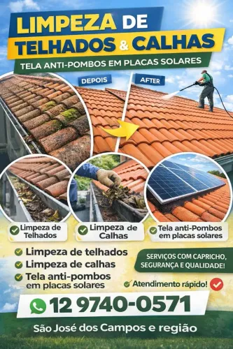 ? LIMPEZA DE TELHADOS, CALHAS E PROTEÇÃO PARA PLACAS SOLARES ?