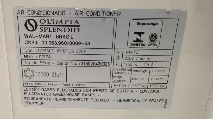 Ar-Condicionado Portátil Olimpia Splendid 10.000 BTUs 220V