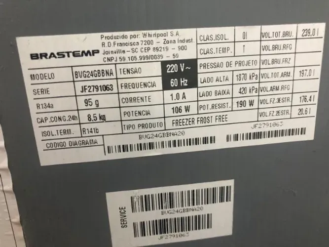 Vendo Freezer Brastemp Frost Free 197L