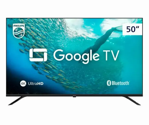 Smart TV LED 50" Ultra HD 4K Philipscom Google TV, Comando de Voz, Wi-Fi