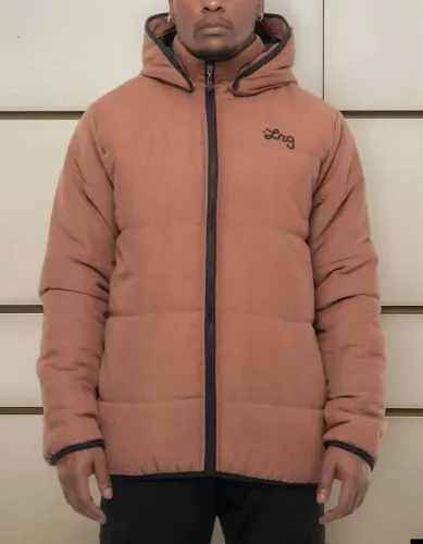 Jaqueta Lrg Lifted Script Puffer Marrom GG