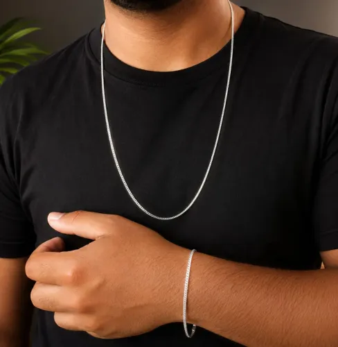 CONJUNTO CORRENTE PRATA 925 + PULSEIRA