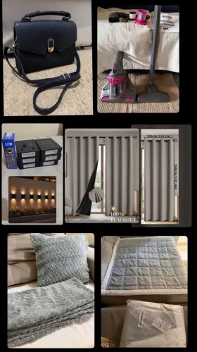 kit itens lacrados - na embalagem - cortinas + bolsa + aspirador + luminárias + capas