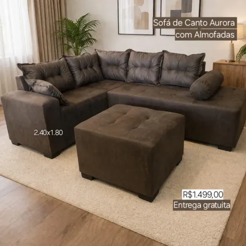 PROMOÇÃO URGENTE - Sofá de CANTO Aurora MARROM Disponível