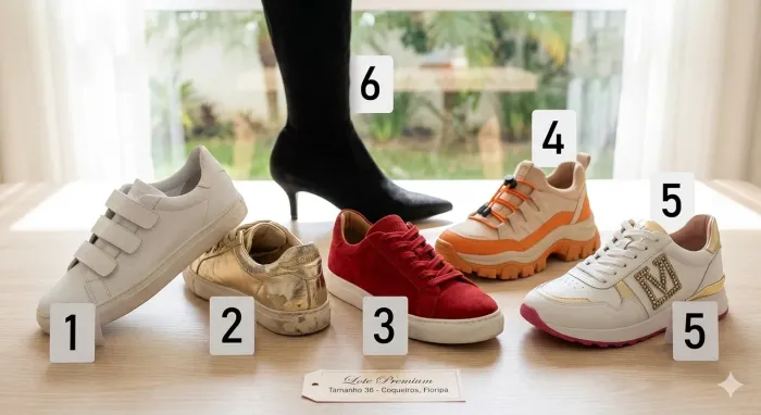 Lote 6 Pares: 5 Tênis e 1 Bota Over The Knee (Schutz/Vicenza) - Tam 36