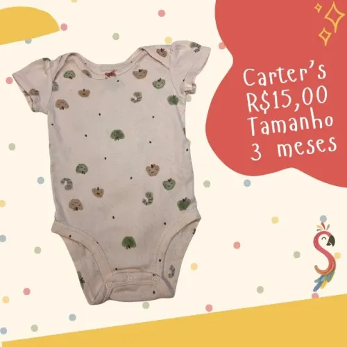 Body Manga Curta Estampado de Frutinhas Carter's