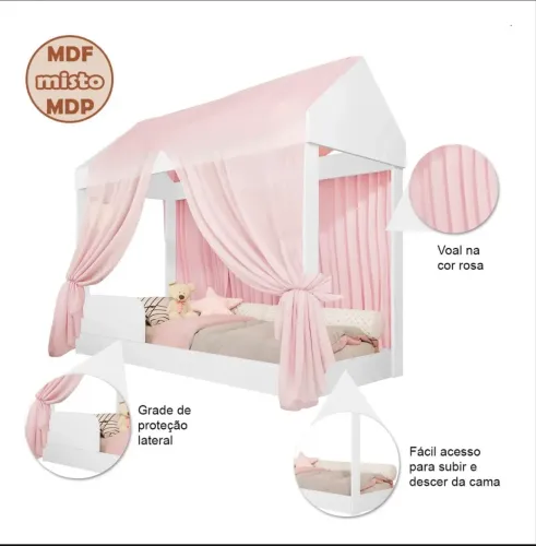 Mini cama infantil casinha menina