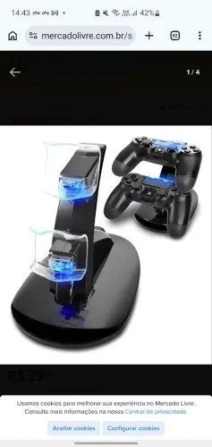 Carregador de controle ps4