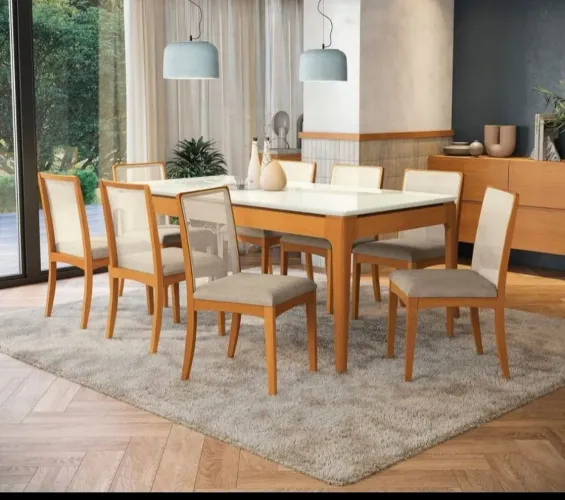 Mesa de jantar mira com 8 cadeiras 2.00x1.00