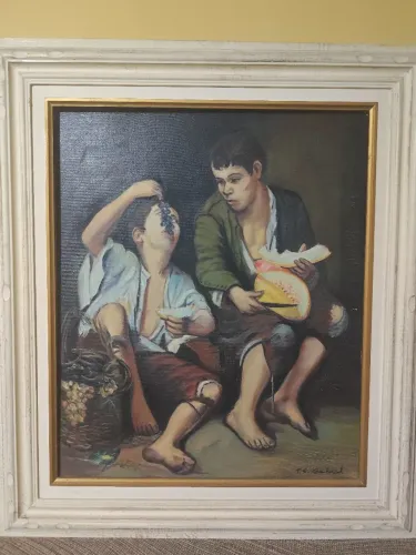 Quadro pintado à mão com moldura