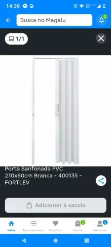 Vendo porta em pvc nova 70x2.10