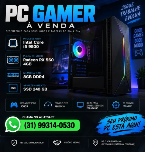 PC I5 9500, 8gb ram, 240gb SSD, RX 560