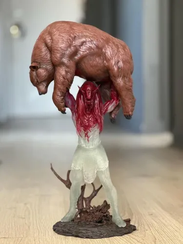 Predador Feral - A Caçada - Estátua Decorativa em Resina - Pintura Artesanal