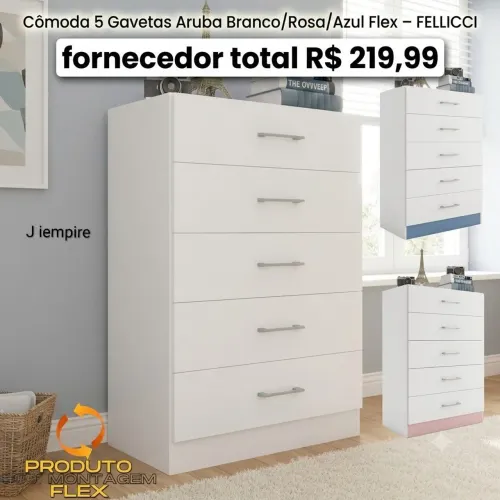 Cômoda flex com 5 gavetas