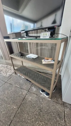 Aparador Multiuso DeckSol em Metal e Vidro - Design Moderno