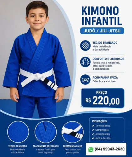 Jiu-jitsu Judô - Kimono infantil com faixa (novo)