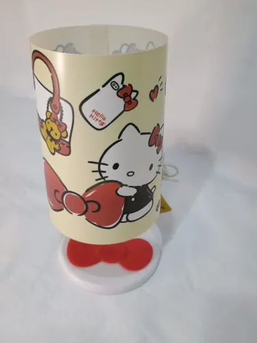 Abajour Hello Kitty Cilindro, Vermelho, Amarelo e Branco