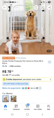 Portão interno para criança e Pet 