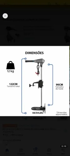 MOTOR ELETRICO PESCA PHANTON 44 + BATERIA ESTACIONARIA 150ap