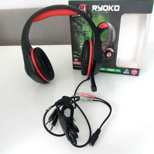 Headset Gamer Vermelho ELG Ryoko LED Cabo P3