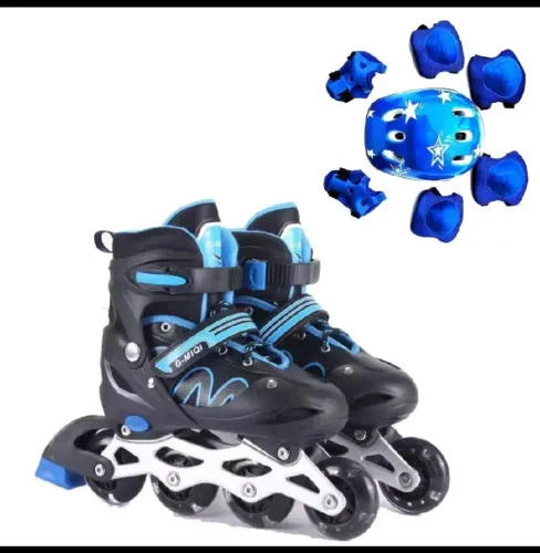 Patins Roller Inline Infantil Menina 4 Rodas + Proteção Ajustável Menino 