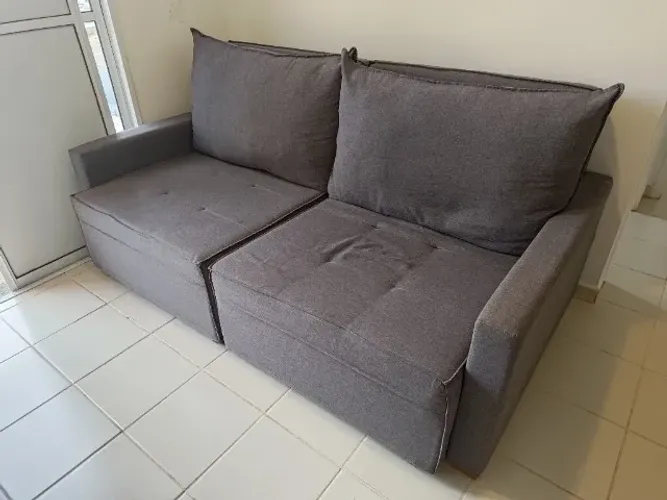 Sofá Retrátil e Reclinável 2m Cinza em Linho | Molas Ensacadas | Muito Confortável