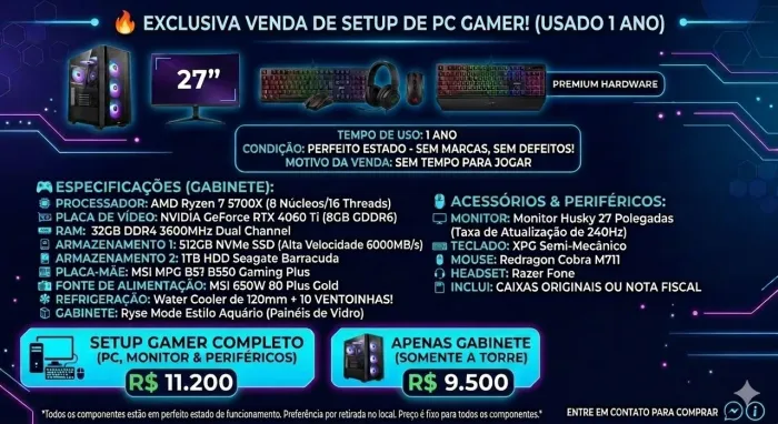 PC GAMER R7 5700X RTX4060TI