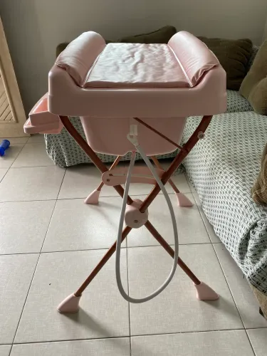Banheira Bebê Burigotto Millenia+ Rosa com Trocador - Excelente Estado
